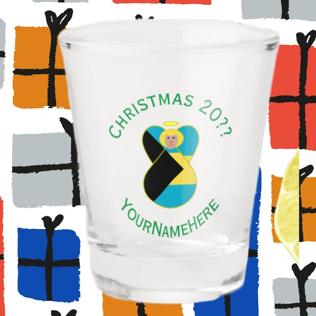 Vaso De Chupito Navidades de la bandera bahameña de Angel Blonde (Subido por el creador)
