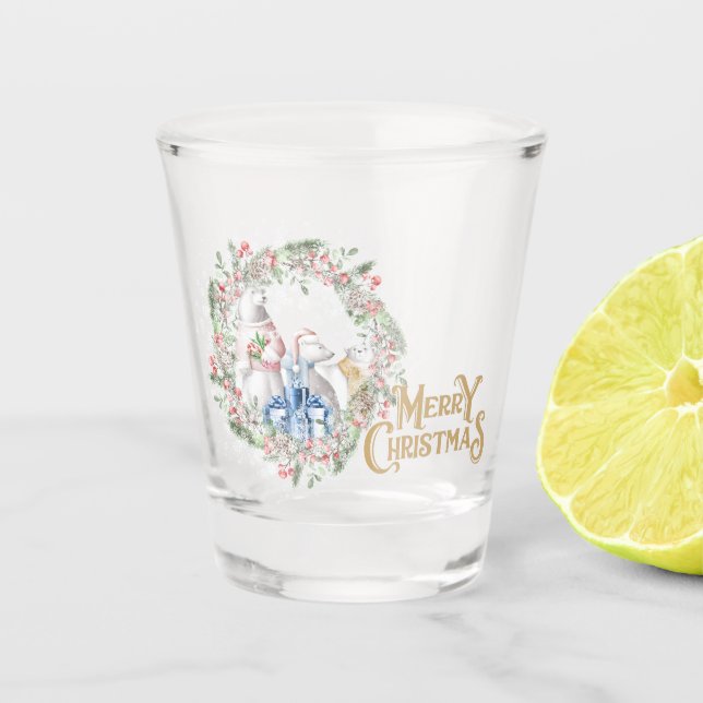 Vaso De Chupito Navidades De Oso Polar Disparan Vidrio (Anverso)