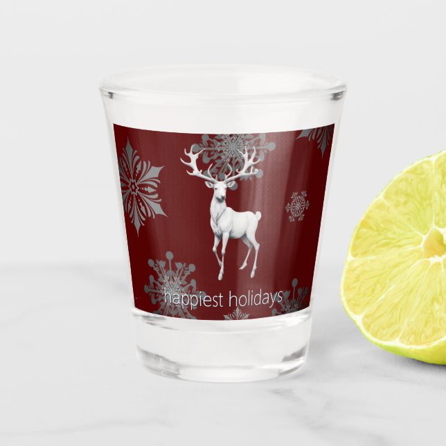 Vaso De Chupito Navidades de renos de marfil | Roja (Anverso)