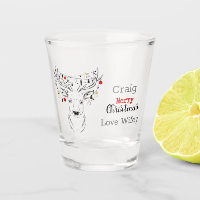 Vaso De Chupito Navidades de venado personalizadas (Anverso)