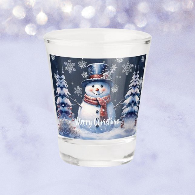 Vaso De Chupito Navidades de Winter Forest Snowman (Winter Forest Snowman Christmas Shot Glass)