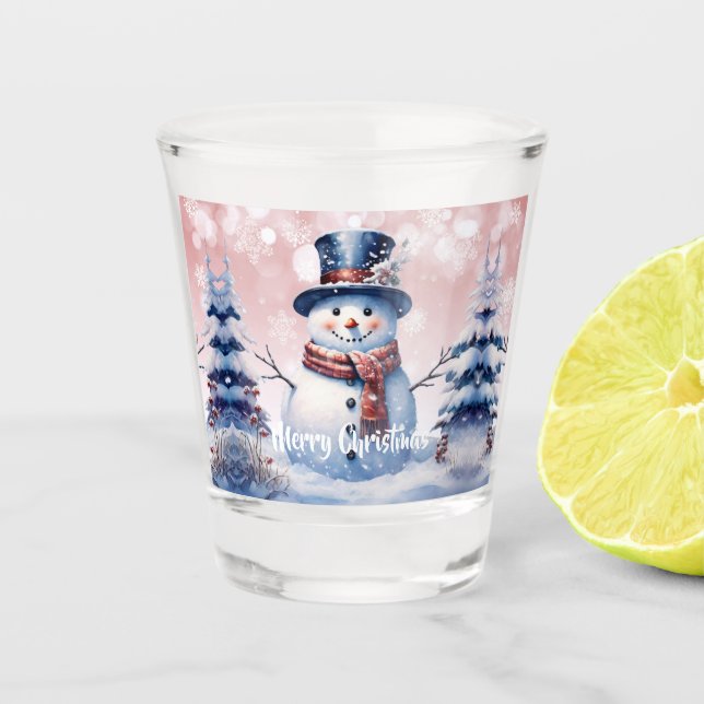 Vaso De Chupito Navidades de Winter Forest Snowman | Rosa (Anverso)