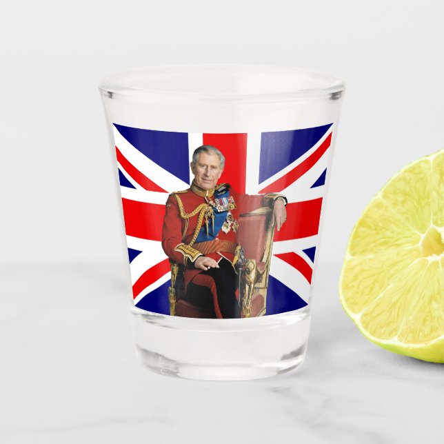 Vaso De Chupito Navidades del Rey Charles Patriótico Británico (Anverso)