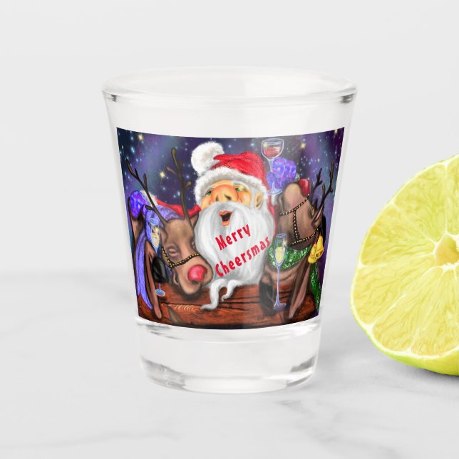Vaso De Chupito Navidades disparan a Santa de Cristal con vítores  (Anverso)