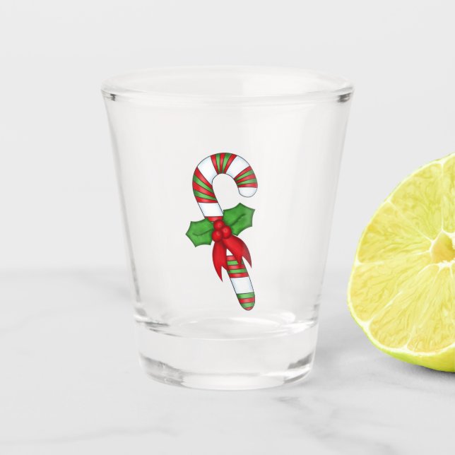 Vaso De Chupito Navidades Dispararon Vidrio : Candy Cane (Anverso)