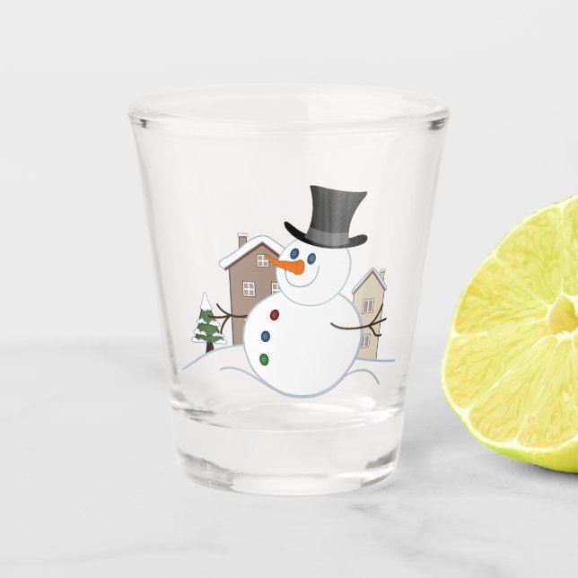 Vaso De Chupito Navidades felices Ilustracion Snowman (Anverso)