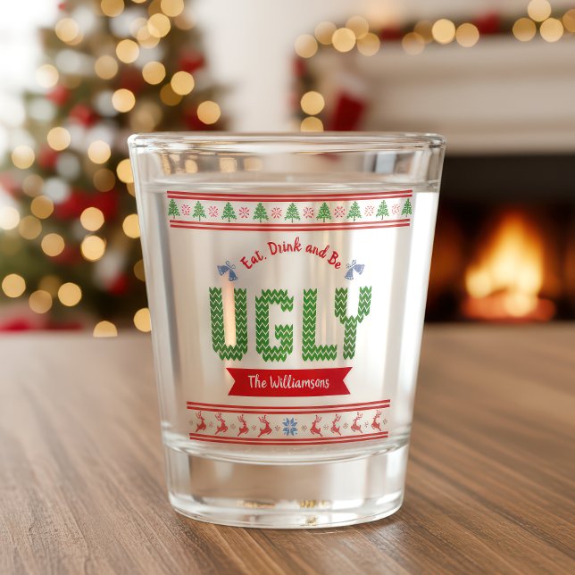 Vaso De Chupito Navidades feos suéter nombre de unidad verde nórdi (Subido por el creador)