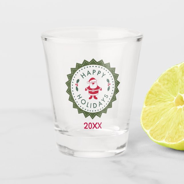 Vaso De Chupito Navidades Fiesta de vacaciones Personalizado Santa (Anverso)