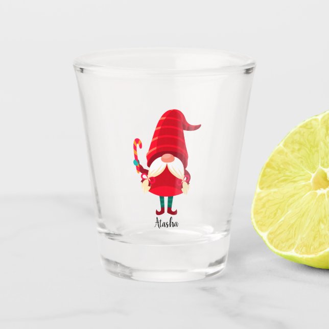 Vaso De Chupito Navidades Gnome Llevando Un Cañón De Velas (Anverso)