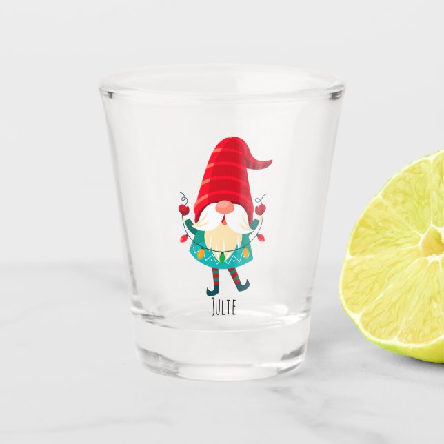 Vaso De Chupito Navidades Gnome portando Navidades Luces (Anverso)