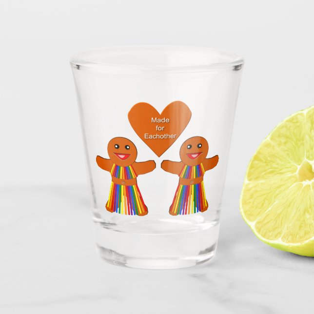 Vaso De Chupito Navidades lesbianas Gingerbread Pareja de Damas (Anverso)