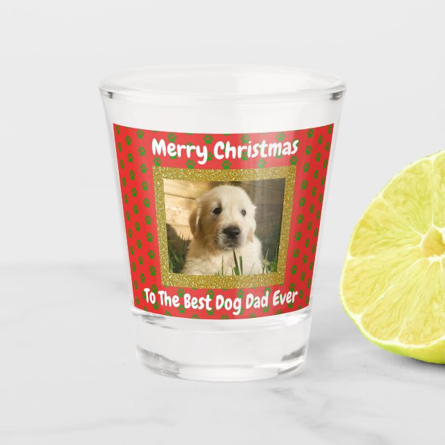 Vaso De Chupito Navidades Mejor Perro Papá Personalizado Foto Masc (Anverso)