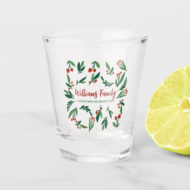 Vaso De Chupito Navidades Personalizado sindical Red Green Holly (Anverso)