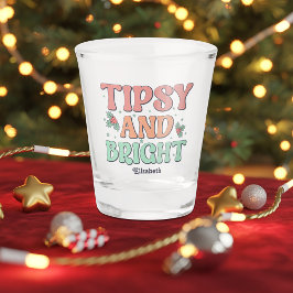 Vaso De Chupito Navidades personalizados Tipsy y Bright Retro