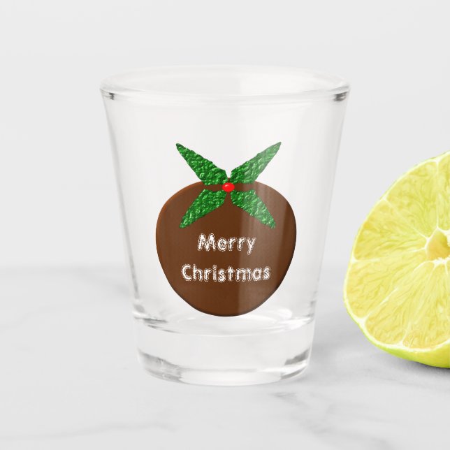 Vaso De Chupito Navidades pudding Personalizado (Anverso)