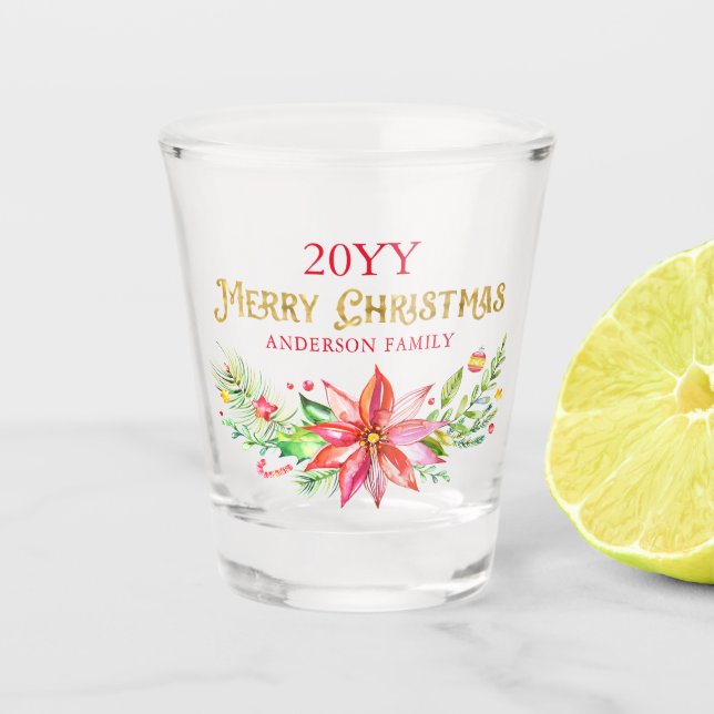 Vaso De Chupito Navidades ramo Merry Christmas Typography (Anverso)