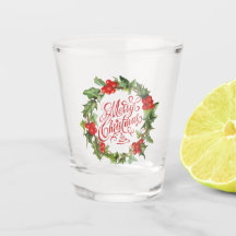 Navidades Red Green Wreath Holly Ivy Typography