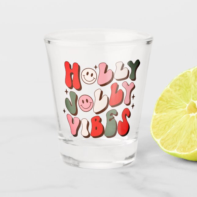 Vaso De Chupito Navidades Retro Holly Jolly Vibes Festividades de  (Anverso)