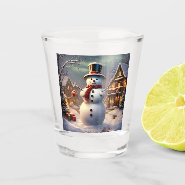 Vaso De Chupito Navidades Snowman con vidrio caliente (Anverso)