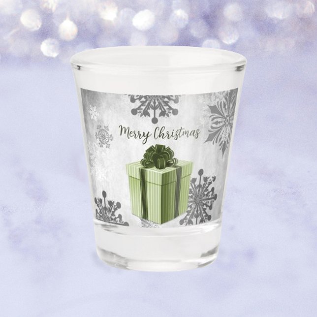 Vaso De Chupito Navidades verdes regalan vidrio caliente de vacaci (Green Christmas Gift Holiday Shot Glass)