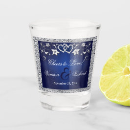 Vaso De Chupito Navy, Silver Floral, Hearts Shot glass