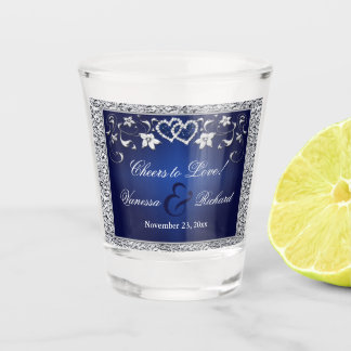 Vaso De Chupito Navy, Silver Floral, Hearts Shot glass