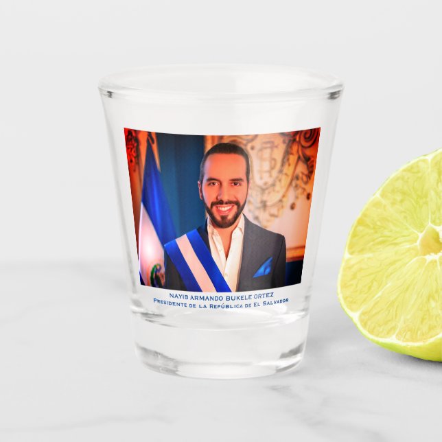 Vaso De Chupito Nayib Bukele, presidente de El Salvador (Anverso)