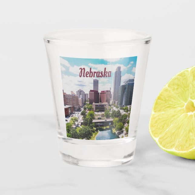 Vaso De Chupito Nebraska City Skyline Omaha (Anverso)