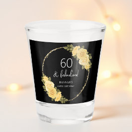 Vaso De Chupito Negra | Dorado y floral amarilla 60 cumpleaños