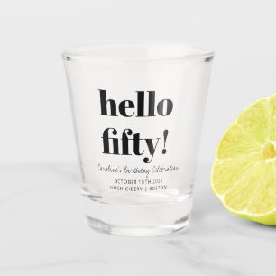 Vaso De Chupito Negrita Negra y Blanca Moderno Cumpleaños 50 Perso