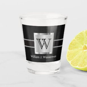 Vaso De Chupito Negro ejecutivo y plata - Monogramado