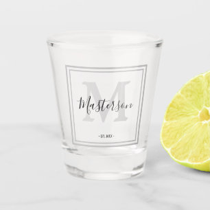 Vaso De Chupito Negro y gris monogramado personalizado