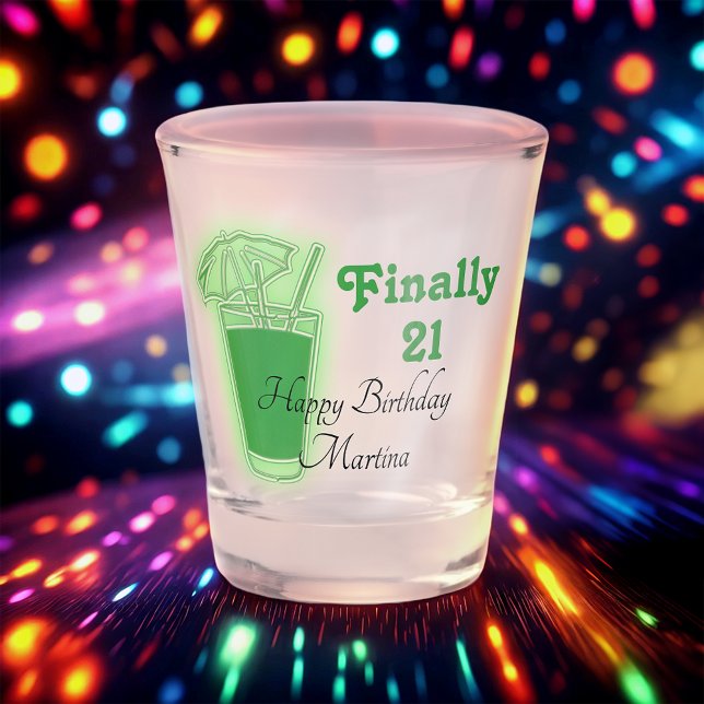 Vaso De Chupito Neon Green 21º cumpleaños (Subido por el creador)
