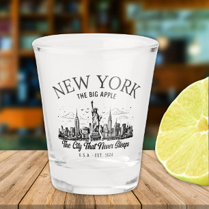 Vaso De Chupito New York Vintage Shot Glass   Retro Skyline Design