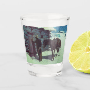 Vaso De Chupito Nieve de invierno de caballos y bovinas