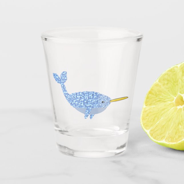 Vaso De Chupito Niño Azul lindo Narwhal (Anverso)