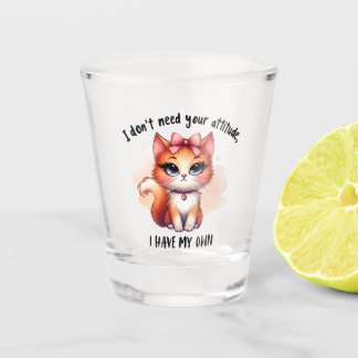 Vaso De Chupito No Necesito Tu Actitud Regalo Divertido Para Amant