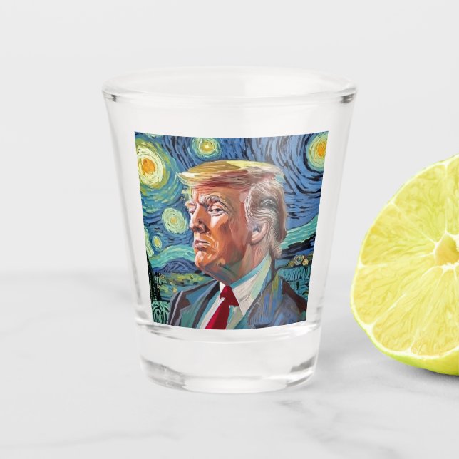 Vaso De Chupito Noche de Donald Trump Starry Estilo de arte Van Go (Anverso)