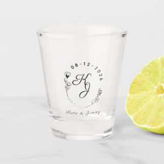 Vaso De Chupito Nombre con Monograma Personalizado y Fecha Elegant