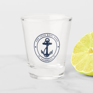 Vaso De Chupito Nombre de barco de ancla azul marina personalizado