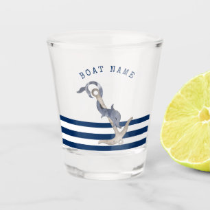 Vaso De Chupito Nombre de Barco Náutico, Ancla Delfín Azul Marina