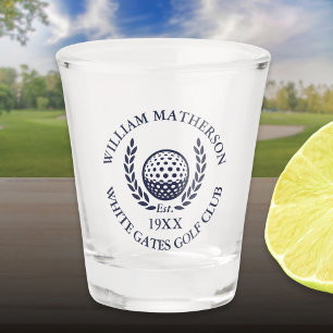 Vaso De Chupito Nombre de Club de Golf Azul Marino Personalizado