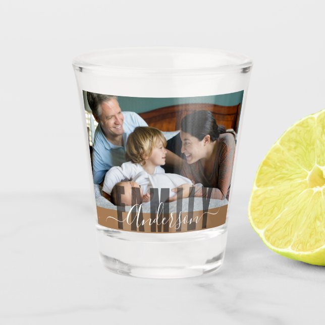 Vaso De Chupito Nombre de familia y foto del Personalizado (Anverso)