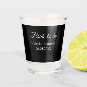 Vaso De Chupito Nombre de la novia fecha ducha de boda negra blanc