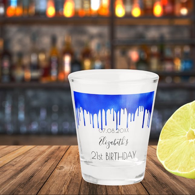 Vaso De Chupito Nombre de las gotas azules reales de cumpleaños (Subido por el creador)