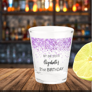 Vaso De Chupito Nombre de los destellos del purpurina púrpura de c