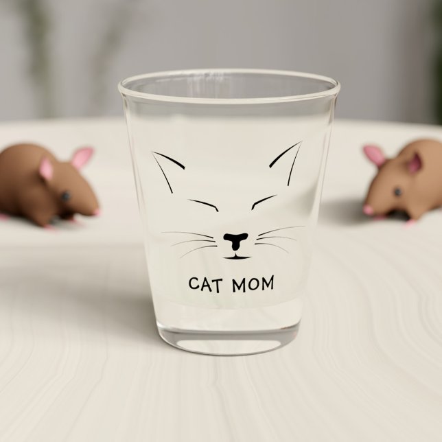Vaso De Chupito Nombre de mamá de gato gatito agudo y durmiente (Purrfect shot glass for the cat mom in your life (or cat dad) just add their name!)