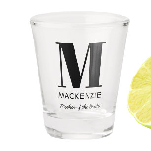 Vaso De Chupito Nombre de monograma de la madre de la novia