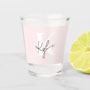 Vaso De Chupito Nombre de monograma personalizado del Rosa de Rubo