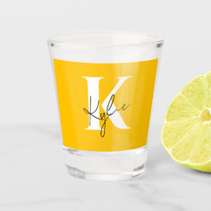 Vaso De Chupito Nombre de monograma personalizado vibrante moderno